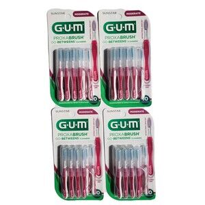 (4 pack) GUM Proxabrush Go-Betweens - Moderate Interdental Brushes 10 Count each